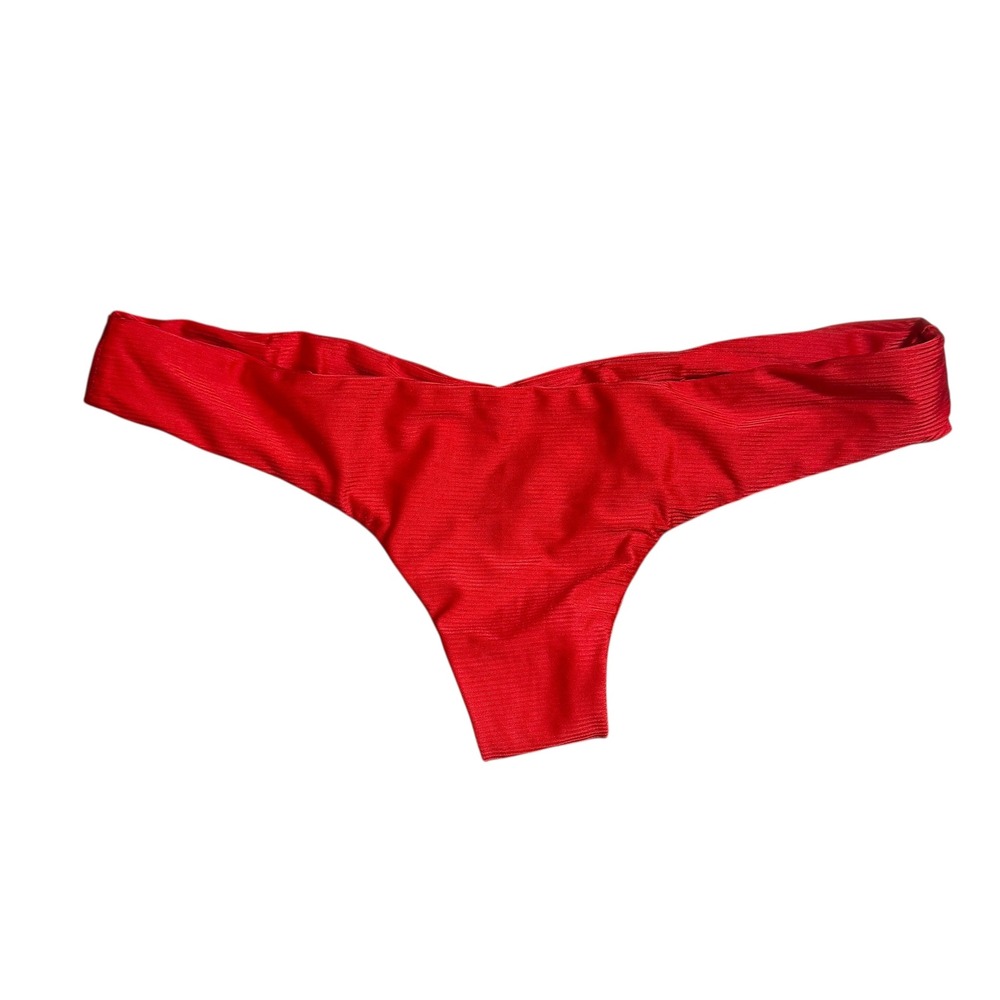 Frankie Swimwear Bikini Bottoms Womens 6 Red Ribbed Ruched Cheeky New